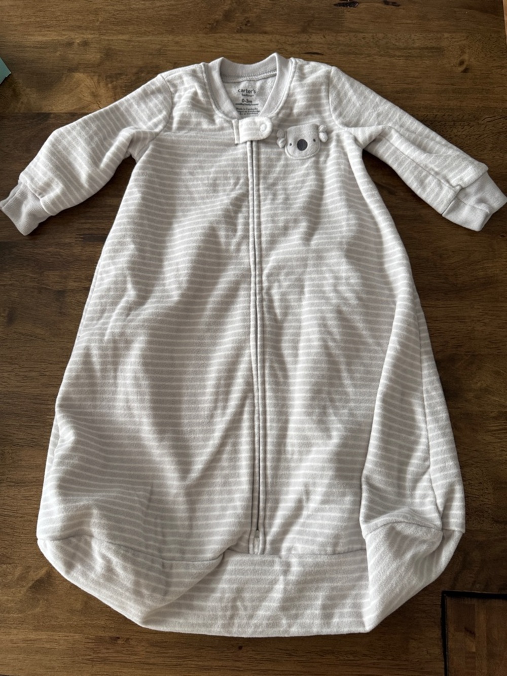 Carter's Light Gray & White Striped Sleep Sack with Koala Accent